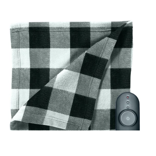 Sunbeam Electric Heated Plaid Fleece Throw with Push Button Control