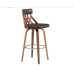 Armen Living Crux 26" Swivel Counter Stool in Brown Faux Leather and Walnut Wood