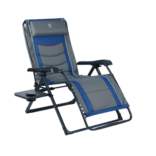 EVER ADVANCED Oversize XL Zero Gravity Recliner Padded Patio Lounger Chair with Adjustable Headrest Support 350lbs, Blue