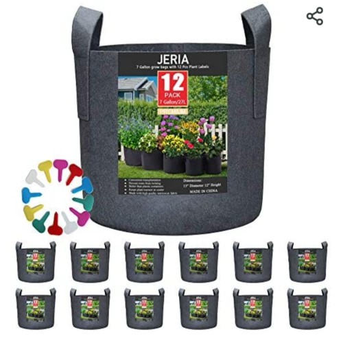 12 pack felt 7 gallon planters with plant markers