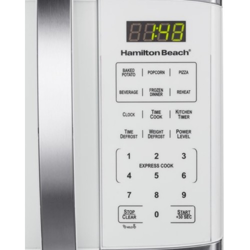 Hamilton Beach 1.1 Cu.ft White with Stainless Steel Digital Microwave Oven