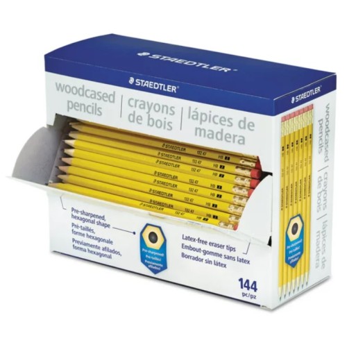 Staedtler Woodcase Pencil, Graphite Lead, #2 HB, Yellow, 144-Count