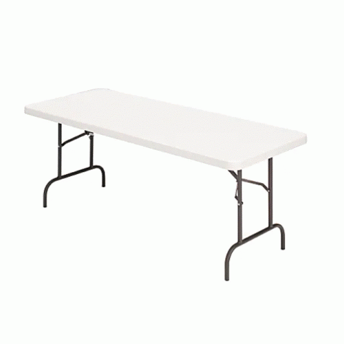 Realspace® Molded Plastic Top Folding Table, 8'W, Gray Granite