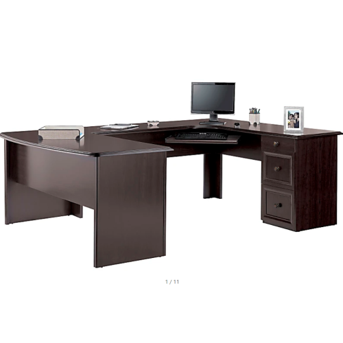 Realspace® Broadstreet 65"W U-Shaped Executive Desk, Walnut