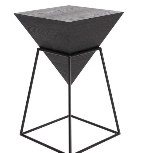 Modern Reflections Inverted Pyramid Accent Table in Metallic Black