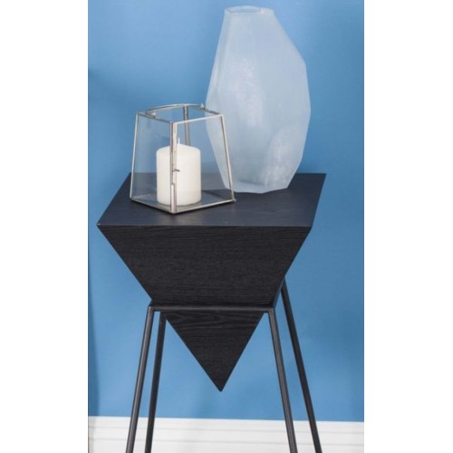 Modern Reflections Inverted Pyramid Accent Table in Metallic Black