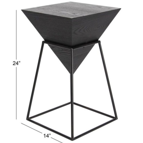 Modern Reflections Inverted Pyramid Accent Table in Metallic Black