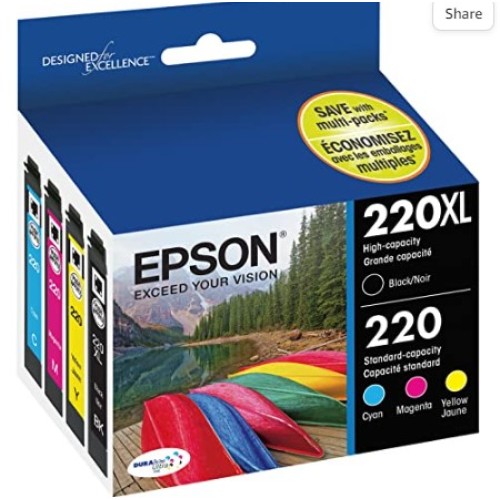 EPSON T220 DURABrite Ultra -Ink High Capacity Black & Standard Color