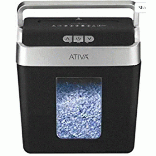 Ativa - Shredder - 8 SH Micro-Cut Lift-Off Shredder with Handle - 15.35" h x 13.78" w x 7.56" d - Plastic/metal - 15" x 8.625" x 16.5"