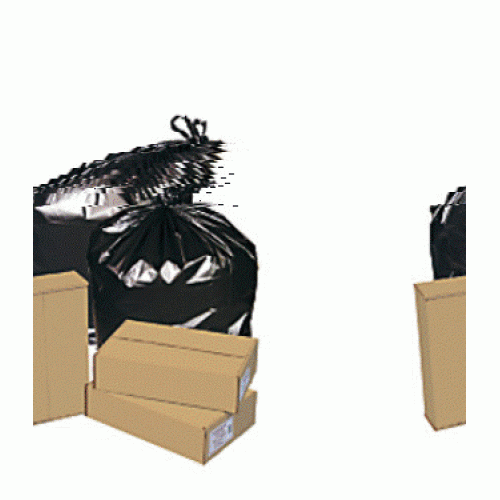 Pitt Plastics - Trash Bags - Re-Run 0.75-Mil Can Liners - Polyethylene - 24in. x 23in. - Black - BX of 500