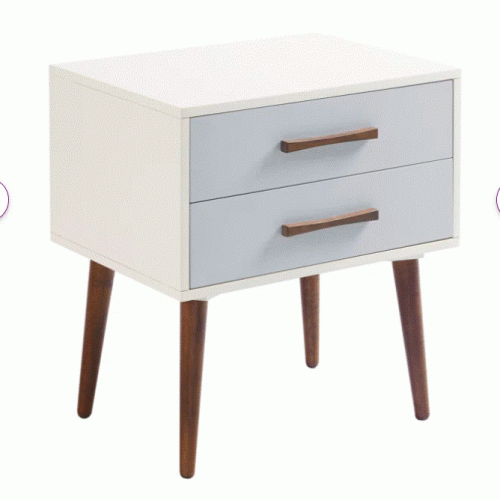 Off-White/Gray Burgos 26'' Tall 2 Drawer Nightstand