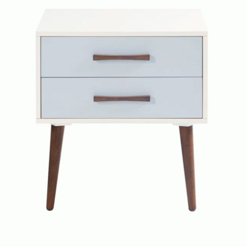 Off-White/Gray Burgos 26'' Tall 2 Drawer Nightstand