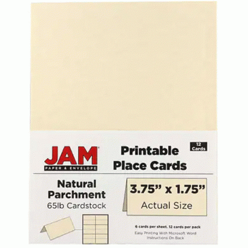 JAM Paper® Printable Place Cards, 1.75 x 3.75, Natural Parchment Placecards, 12/pack