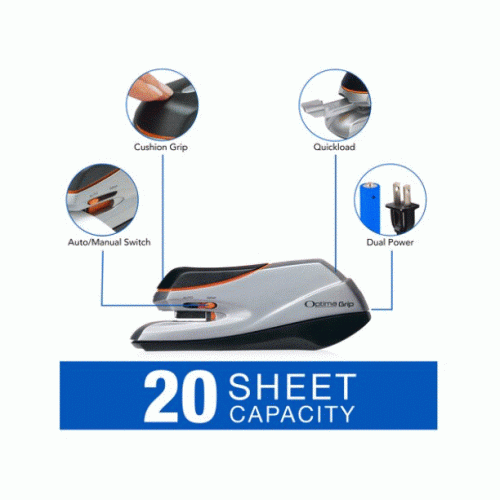 Swingline Optima Grip Electric Stapler, 20 Sheets, Silver