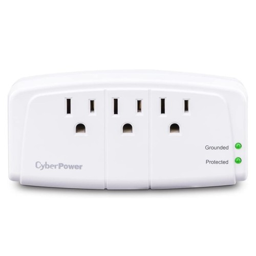 CyberPower CSB300W Essential Surge Protector, 900J/125V, 3 Outlets, Wall Tap