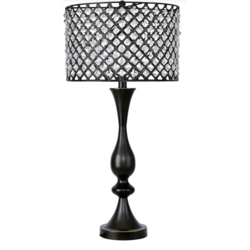 27.5" Oiled Rubbed Bronze Table Lamp With Crystal Bling Shade