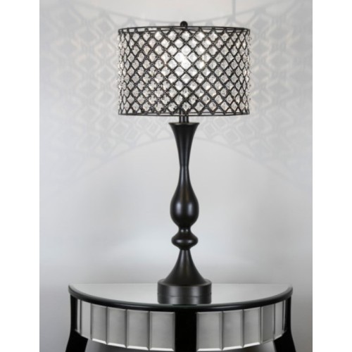 27.5" Oiled Rubbed Bronze Table Lamp With Crystal Bling Shade