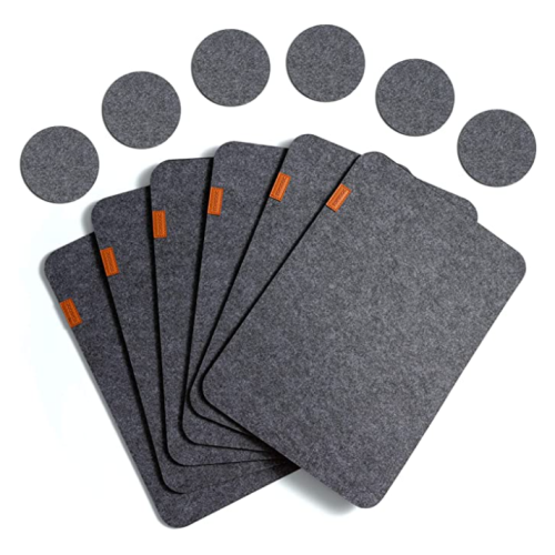 Place Mats for Dinning Table - Topbooc Felt Placemats Set of 6 Place Mats and 6 Coaster Heat-Resistant Anti-Skid Washable Table Mats( 12pcs Grey)