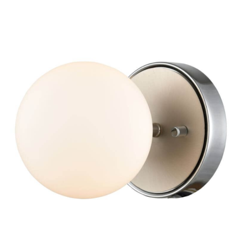 DVI LIGHTING ALOUETTE 1 LIGHT 5 INCH TALL WALL SCONCE IN CHROME-BUFFED NICKEL WITH HALF OPAL GLASS DVP34501CH+BN-OP