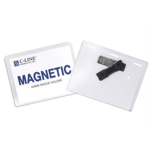 C-Line Magnetic Name Badge Holder Kit, Horizontal, 4w x 3h, Clear, 20/Box