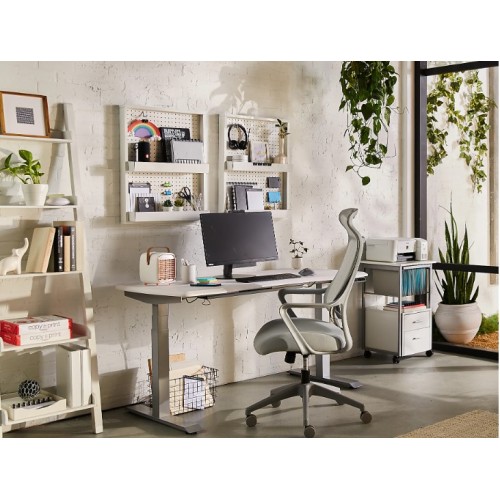 WorkPro® Electric Height-Adjustable Standing Desk with Wireless Charging, 60", White