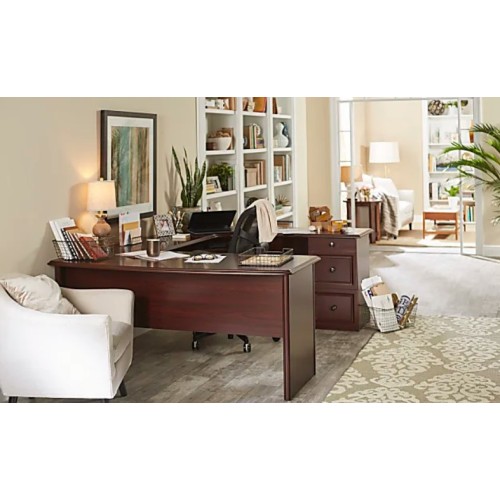 Realspace® Broadstreet 65"W U-Shaped Executive Desk, Cherry