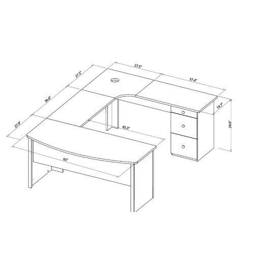 Realspace® Broadstreet 65"W U-Shaped Executive Desk, Cherry