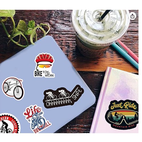 Mountain Bike Stickers|50 Pcs MTB Bike Waterproof Vinyl Decals for Bike Water Bottles Laptop Bicycle Refrigerator Cup Luggage Computer Mobile Phone Skateboard Décor