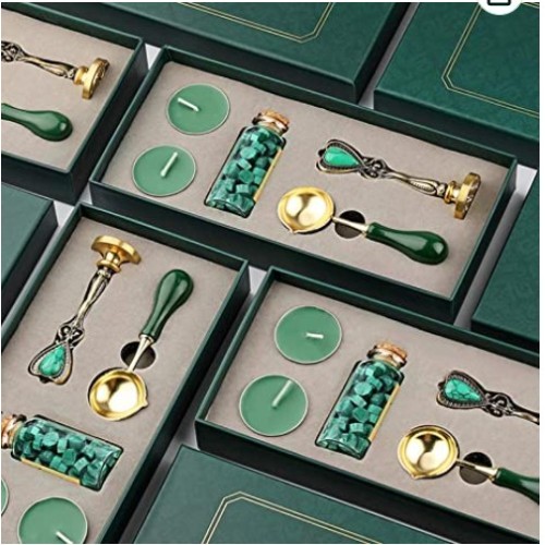 Wax Seal Stamp Set, HOSAIL Lavender Sealing Wax Stamp Kit with Wax Sealing Beads, Wax Melt Spoon, Candles. Great Gift Box for Birthday and Theme Party.(Lavender)