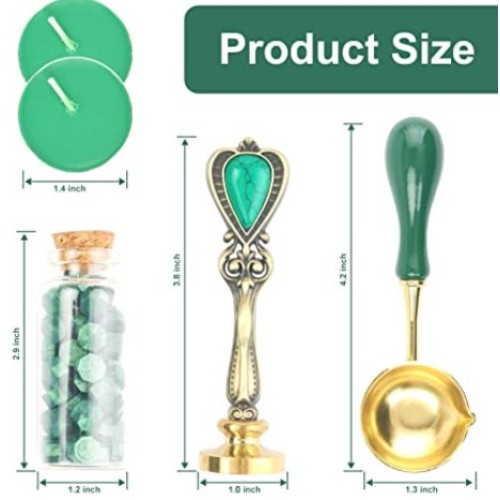 Wax Seal Stamp Set, HOSAIL Lavender Sealing Wax Stamp Kit with Wax Sealing Beads, Wax Melt Spoon, Candles. Great Gift Box for Birthday and Theme Party.(Lavender)