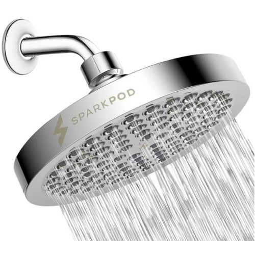 SparkPod 6” Shower Head High Pressure Rain Luxury Modern Chrome Look