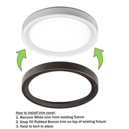 9 inch Color Selectable LED Flush Mount w/ Night Light Feature Optional White and Oil Rubbed Bronze Trim Rings