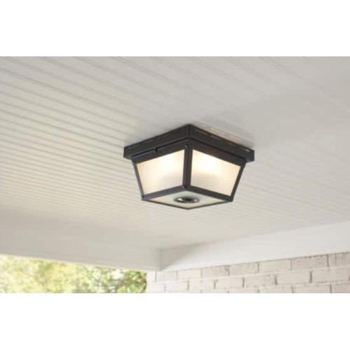 360° Square 4-Light Black Motion Sensing Outdoor Flush Mount