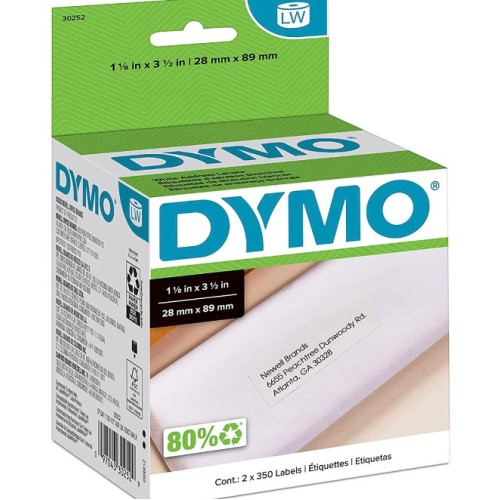 Dymo brand, White address Labels - 1-1/8" x 3.5" (28x89mm) - 2 rolls