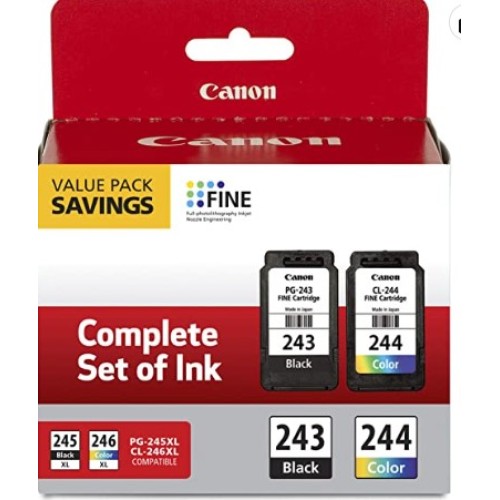 Canon PG-243/ CL-244 Ink Multi pack, Compatible to TR4520, MX492, MG2520, MG2922, TS302 and TS202 Printers