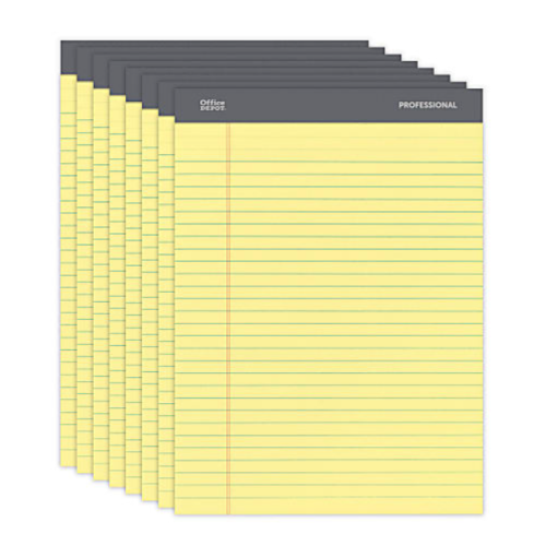 Office Depot® Brand Professional Legal Pad, 8 1/2" x 11 3/4", Legal Ruled, 50 Sheets Per Pad, Canary, Pack Of 8 Pads