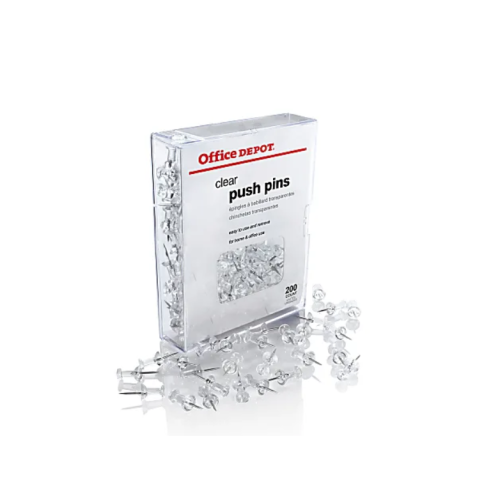 Office Depot® Brand Pushpins, Round, 1/2", Clear, Pack Of 200