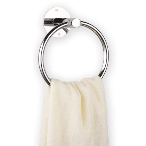 Adhesive Towel Ring Hand Towel Holder for Bathroom Hand Towel Racks Wall Mount Bathroom Hardware Simple Round Towel Hanger Heavy Duty SUS 304 Stainless Steel (Polished Chrome)