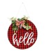 Plaid Cloth Wreath for Front Door Red and Black Round Wooden Crafts are Decorated with Living Room, Horizontal, Kitchen and Study Pendants. Green