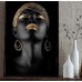 African American Canvas Prints Black Woman Portrait Photography with Gold Accents Wall Art Posters Decoration for Home Office Decor(16x24 Inches, Unframed)