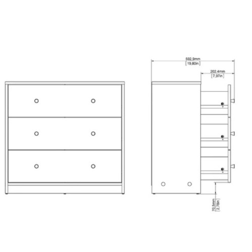 Black Guilford 3 Drawer 28.5'' W