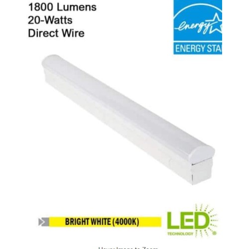 2pac Direct Wire Power 2 ft. 34-Watt Equivalent Integrated LED White Strip Light Fixture 4000K Bright White 1800 Lumens