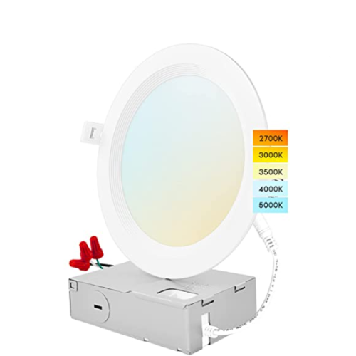 (2PAC) Luxrite 6 Inch Ultra Thin LED Recessed Lighting, 14W, 5 Color Selectable 2700K | 3000K | 3500K | 4000K | 5000K, CRI 90, 1150 Lumens, Dimmable LED Wafer Lights 