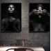 3 Pcs African American Wall Art Canvas Black Woman Portrait Photography with Gold Earrings Necklace Wall Art Poster Modern Art Decor Painting for Home Decorations(Unframed,8x10 inches)