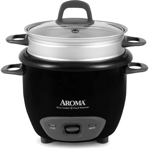 Aroma Housewares 6-Cup (Cooked) Pot-Style Rice Cooker and Food Steamer, Black ARC-743-1NGB