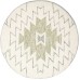 Creative Co-Op Cream, Grey & Green Round Wool Blend Kilim Pouf Seating, 28”, Grey