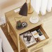  Rovaurx Rattan Nightstand with Charging Station, Wooden End Table with Storage Drawer and Opening Shelf, Side Table, Natural RCTG109ME