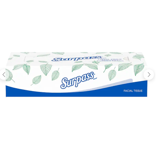 Surpass Standard Facial Tissue, 2-Ply, 100 Sheets/Box, 5 Boxes/Pack 