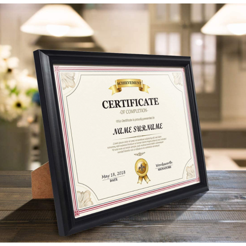 Certificate Document Diploma Frame, Black Picture Frames 8.5 x 11 for Wall and Tabletop Display, 4 Pack