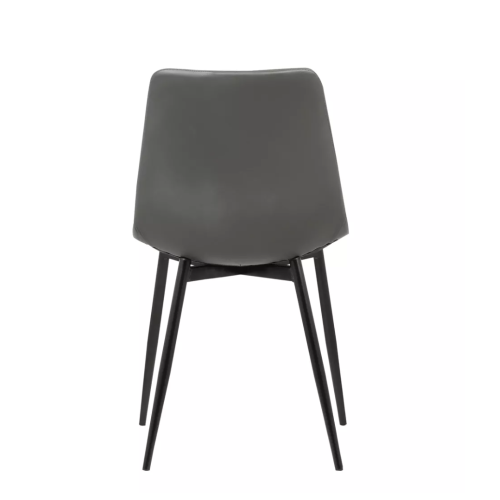 Monte Contemporary Dining Chair In Gray Faux Leather With Black Powder Coated Metal Legs